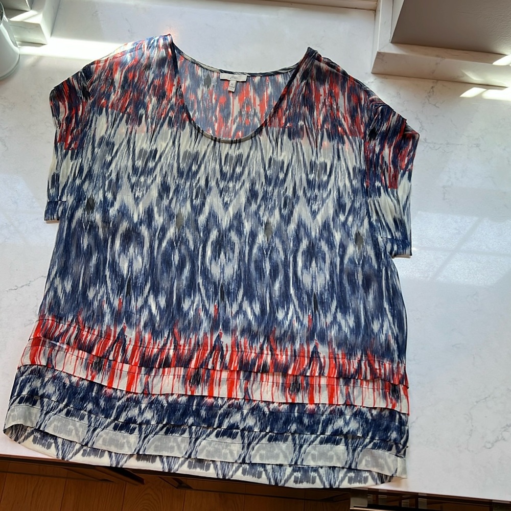 Joie Multicolor Ikat print silk top